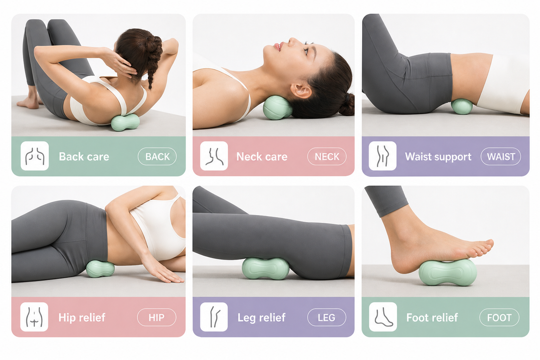 Use on neck, back, waist, hips, legs, and feet